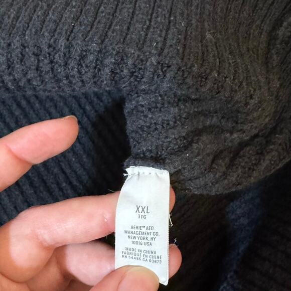 Aerie Charcoal Black Oversized Chunky Knit Cardigan - Picture 5 of 5